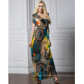 Fashion printed Premium spandex polyester printed new maxi fashion lady sexy dress